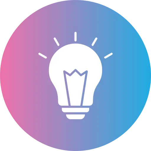 Icon of a light bulb on a gradient background, symbolizing ideas and innovation.